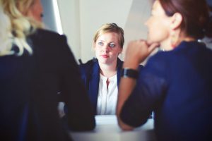 Female attends a job interview