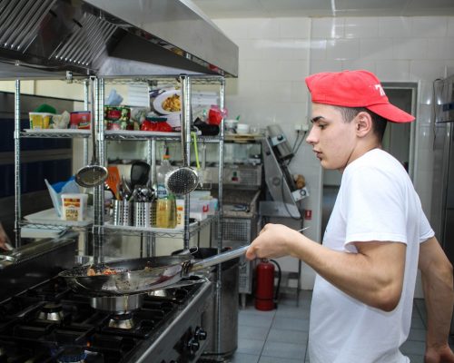 young chef, cooking